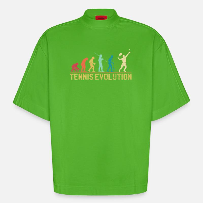 Tennis Evolution Evolution Conception graphique - T-shirt bio épais oversize Boxy fabriqué en UE - Apple Neon