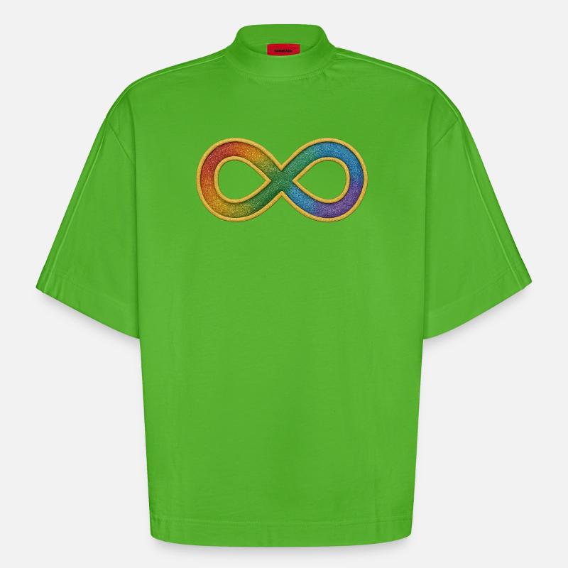 Rainbow infinity symbol for diversity - Heavyweight Oversized Organic Boxy T-Shirt Made in EU - Apple Neon