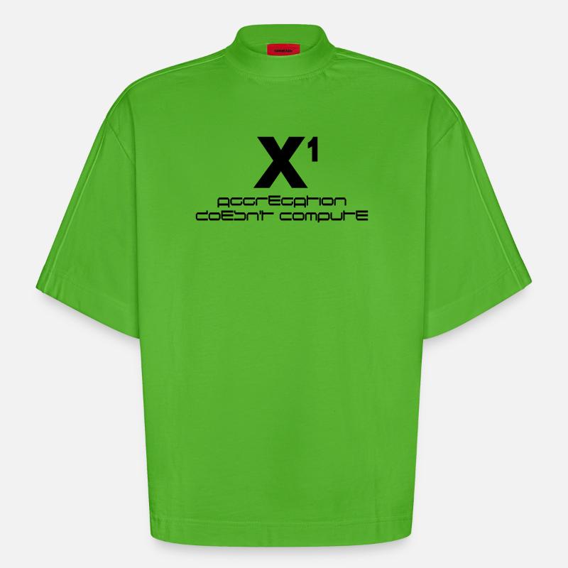 X hoch eins – aggregation doesn't compute - Heavyweight Oversized Organic Boxy T-Shirt Made in EU - Apple Neon