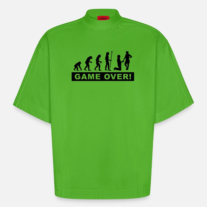 evolution_wedding - T-shirt bio épais oversize Boxy fabriqué en UE - Apple Neon