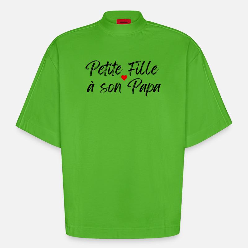 Kleines Mädchen mit ihrem Papa - Heavyweight Oversized Organic Boxy T-Shirt Made in EU - Apple Neon