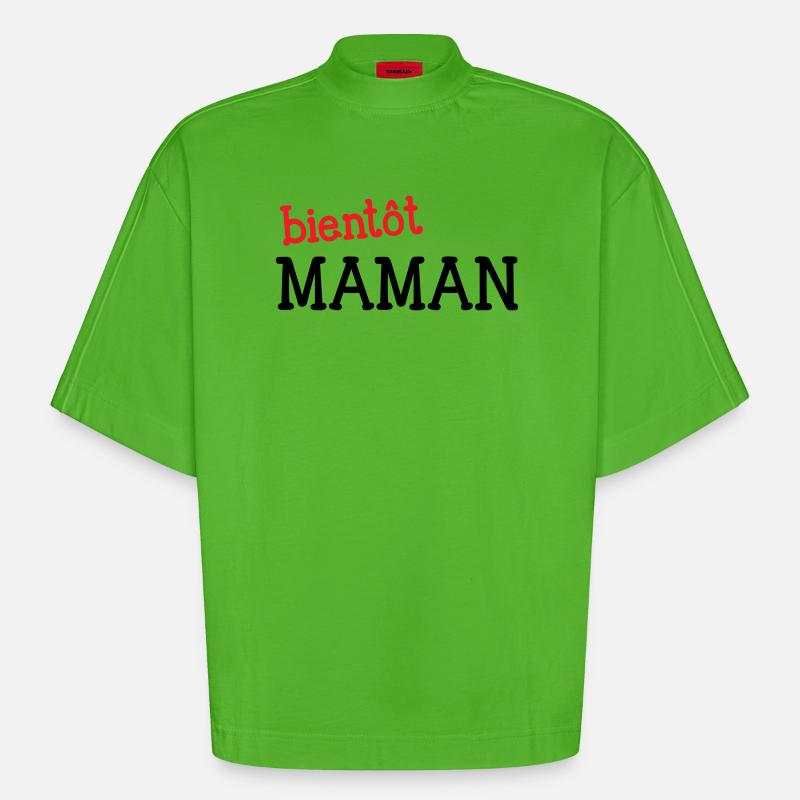 bientôt Maman ! Cadeau de grossesse - T-shirt bio épais oversize Boxy fabriqué en UE - Apple Neon