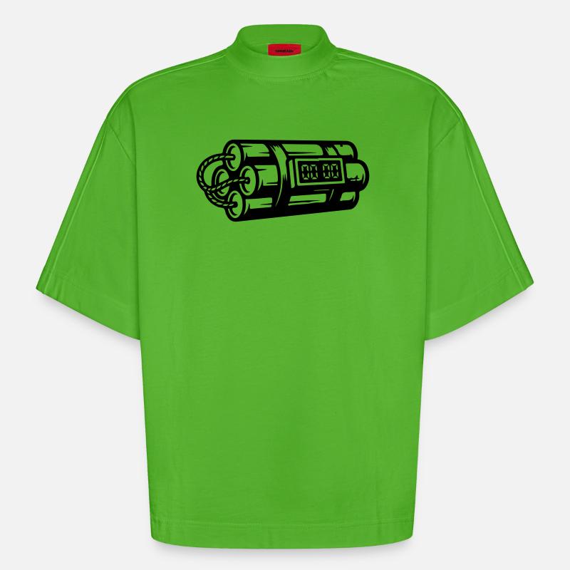 Time Bomb Explosive Dynamite - Heavyweight Oversized Organic Boxy T-Shirt Made in EU - Apple Neon