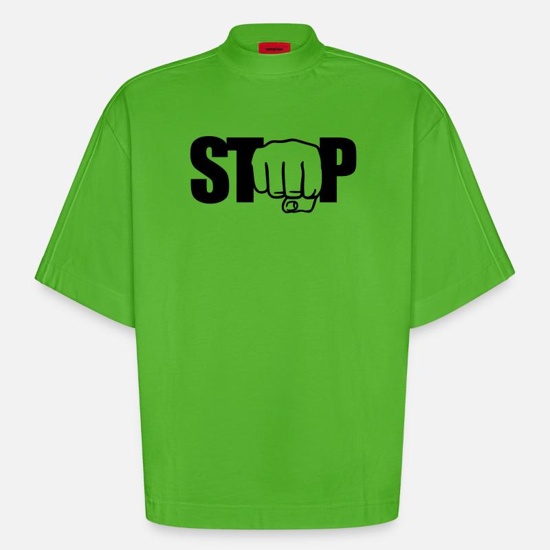 Stop Faust - Heavyweight Oversized Organic Boxy T-Shirt Made in EU - Apple Neon
