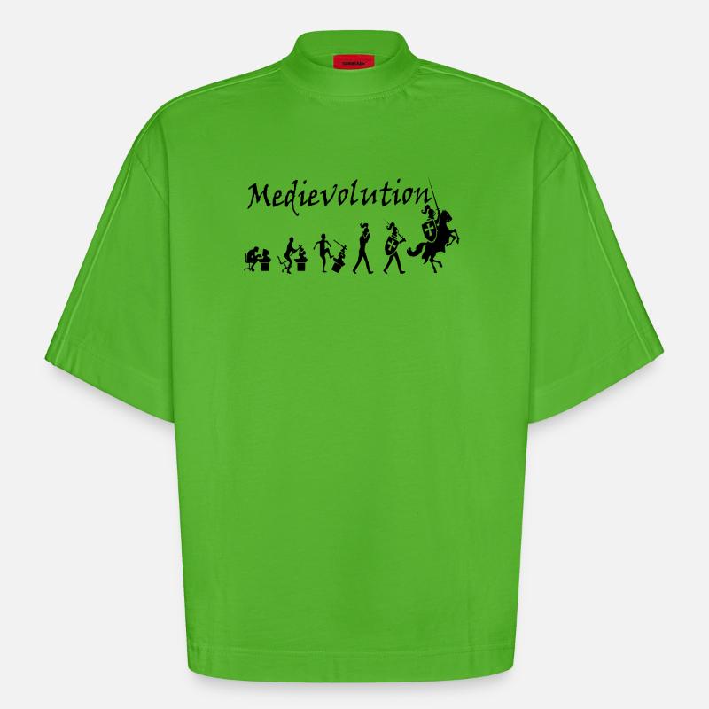 Medievolution – Medieval Evolution - Heavyweight Oversized Organic Boxy T-Shirt Made in EU - Apple Neon