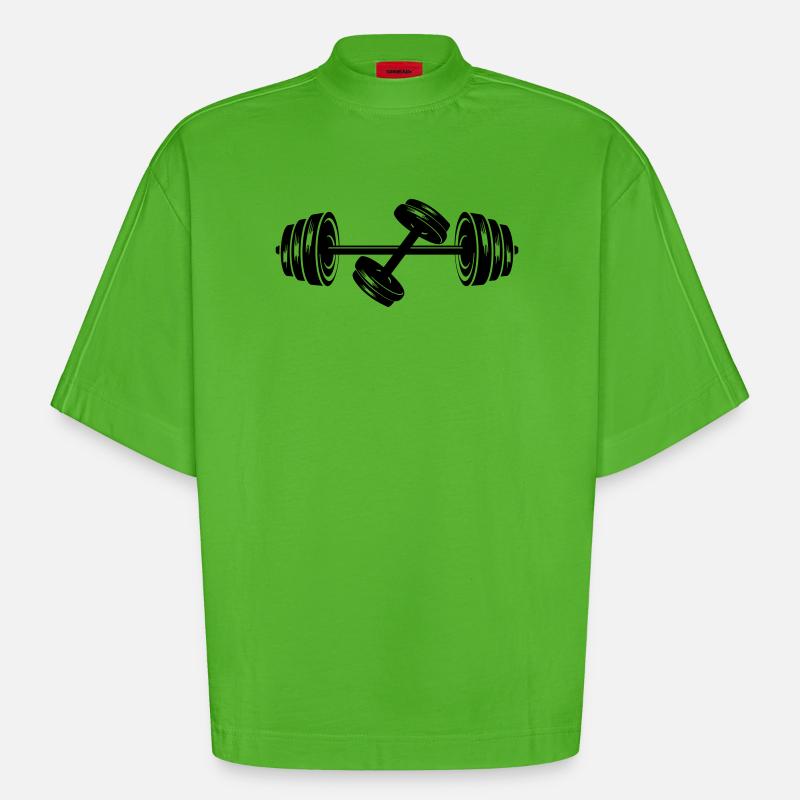 Poids disques d’haltères haltères haltères 2 - T-shirt bio épais oversize Boxy fabriqué en UE - Apple Neon