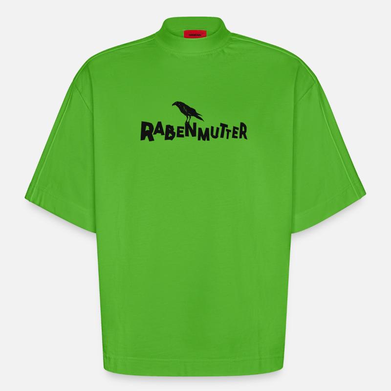 Rabenmutter - Mutter - Mama - Mami - Rabe - Heavyweight Oversized Organic Boxy T-Shirt Made in EU - Apple Neon