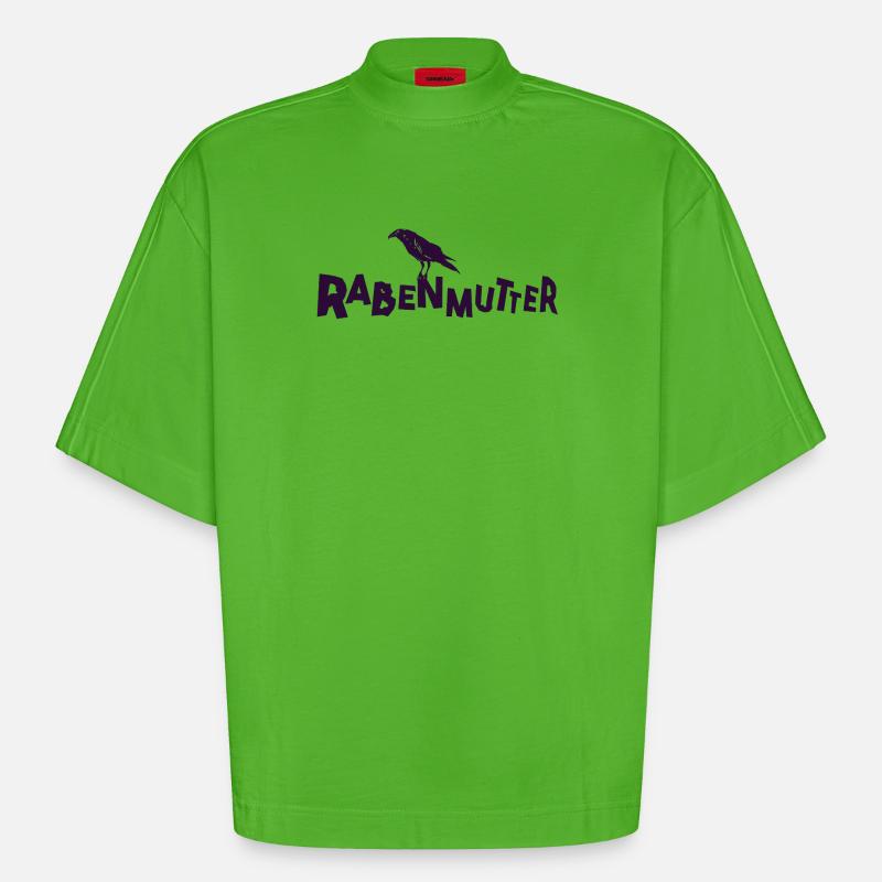 Rabenmutter - Mutter - Mama - Mami - Rabe - Heavyweight Oversized Organic Boxy T-Shirt Made in EU - Apple Neon