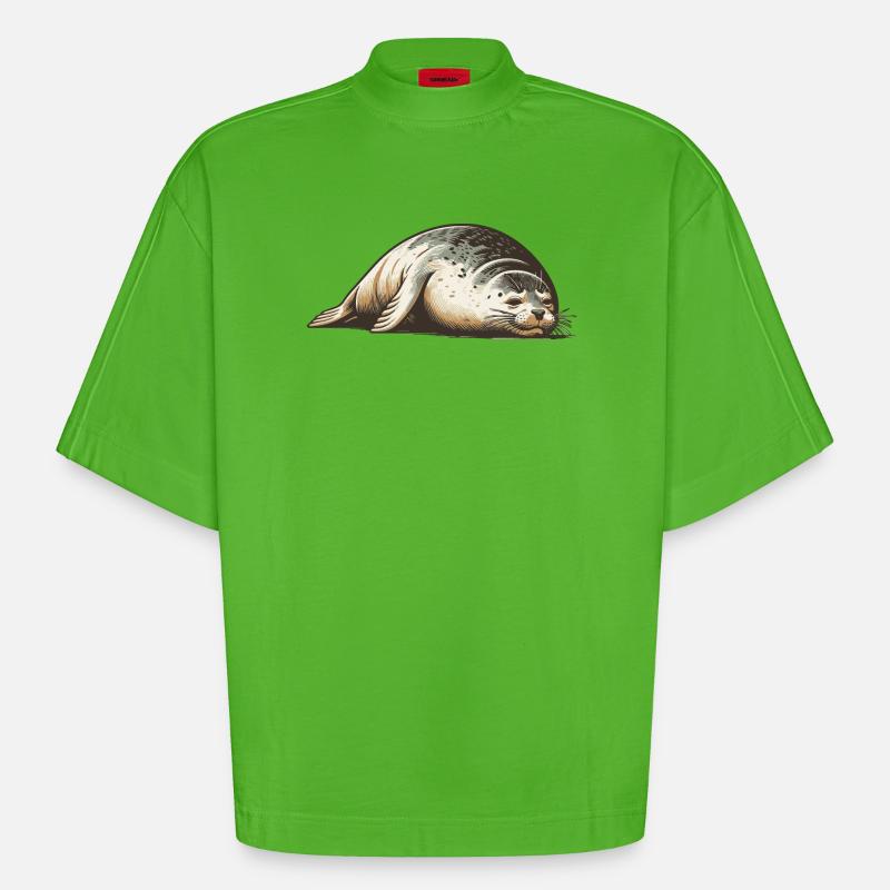 Phoque - T-shirt bio épais oversize Boxy fabriqué en UE - Apple Neon