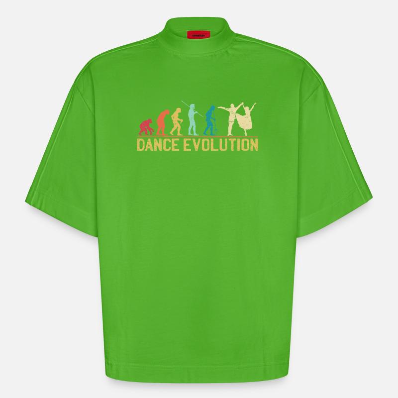 Dance Evolution Silhouette Design - Heavyweight Oversized Organic Boxy T-Shirt Made in EU - Apple Neon