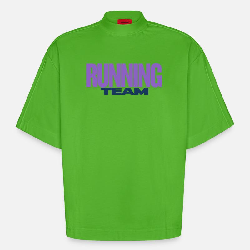 Équipe de course - T-shirt bio épais oversize Boxy fabriqué en UE - Apple Neon