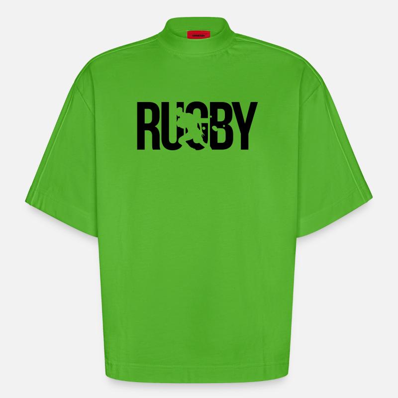 rugby - Heavyweight Oversized Organic Boxy T-Shirt Made in EU - Apple Neon