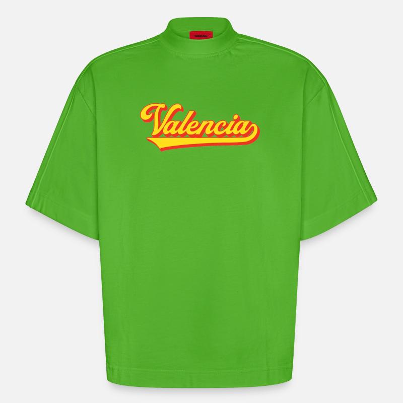Valencia Script Logo - Heavyweight Oversized Organic Boxy T-Shirt Made in EU - Apple Neon