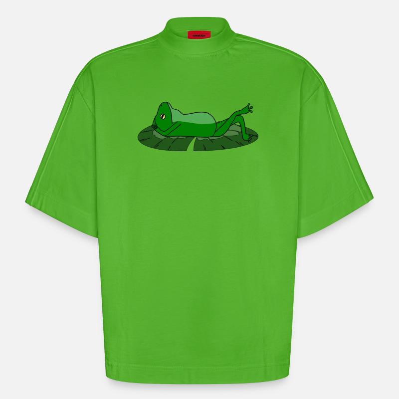 Frog Toad Chill Toad - Heavyweight Oversized Organic Boxy T-Shirt Made in EU - Apple Neon