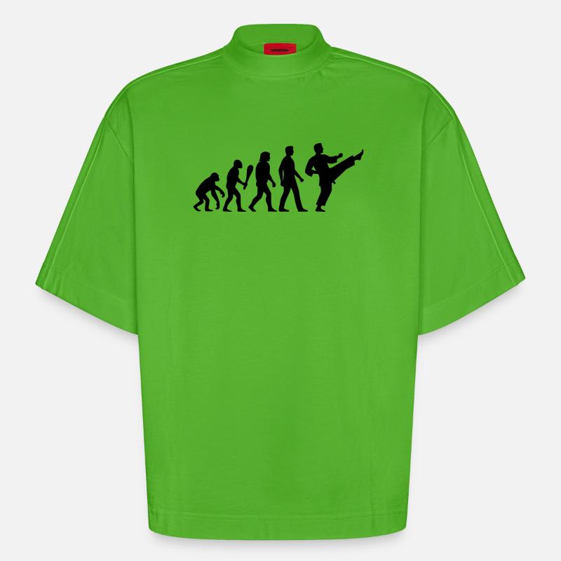 Karate Evolution - Heavyweight Oversized Organic Boxy T-Shirt Made in EU - Apple Neon
