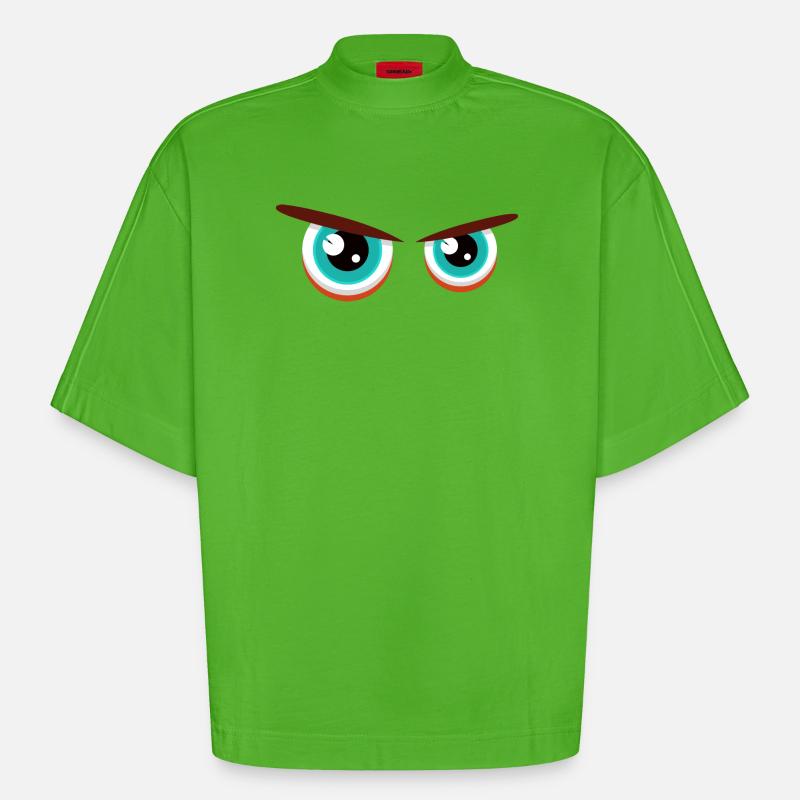 Intensive Blickblicke mit angespannter Mimik - Heavyweight Oversized Organic Boxy T-Shirt Made in EU - Apple Neon