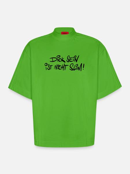 Dicksein Humor Saying Pun - Heavyweight Oversized Organic Boxy T-Shirt Made in EU - Apple Neon