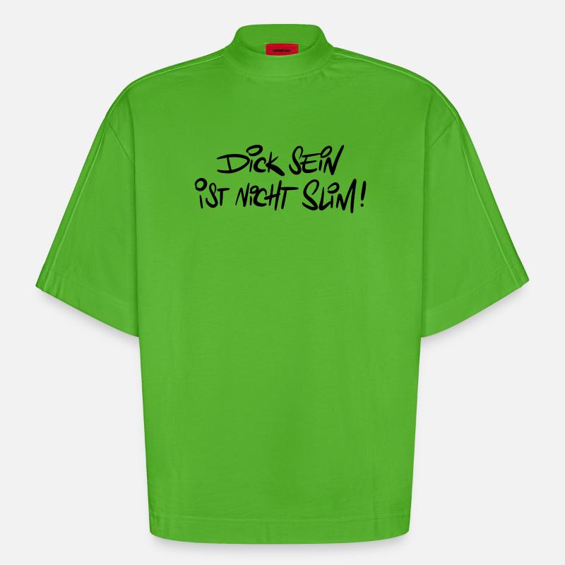 Dicksein Humour Dire Jeu De Mots - T-shirt bio épais oversize Boxy fabriqué en UE - Apple Neon