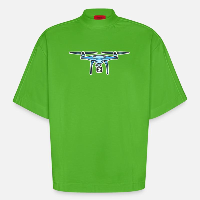 Drone Drone Drones - T-shirt bio épais oversize Boxy fabriqué en UE - Apple Neon