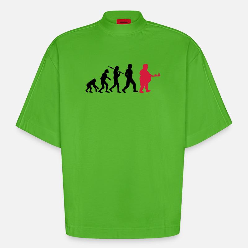 Évolution de la restauration rapide - T-shirt bio épais oversize Boxy fabriqué en UE - Apple Neon