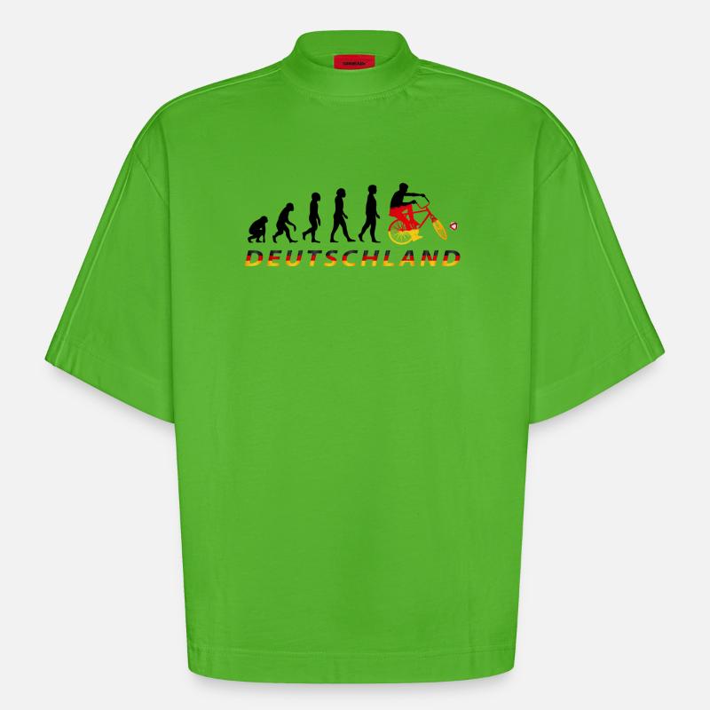 Cyclisme, Cyclball, Cyclisme en salle, Évolution - T-shirt bio épais oversize Boxy fabriqué en UE - Apple Neon