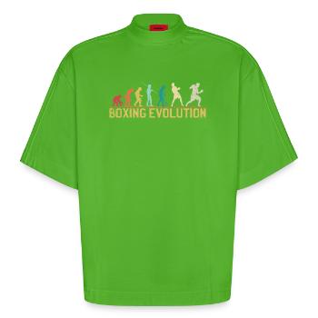 Boxen Evolution Progression Design - Heavyweight Oversized Organic Boxy T-Shirt Made in EU - Apple Neon - Vorne