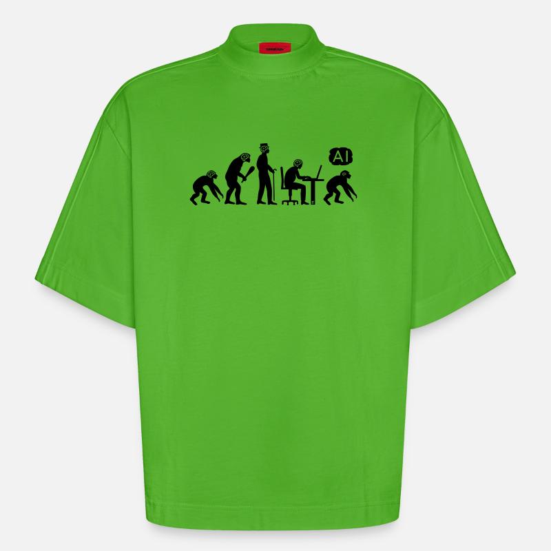 Évolution IA - T-shirt bio épais oversize Boxy fabriqué en UE - Apple Neon