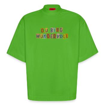 Tu es merveilleuse - T-shirt bio épais oversize Boxy fabriqué en UE - Apple Neon - Devant