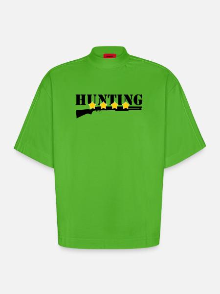 Chasse - Chasseur - T-shirt bio épais oversize Boxy fabriqué en UE - Apple Neon