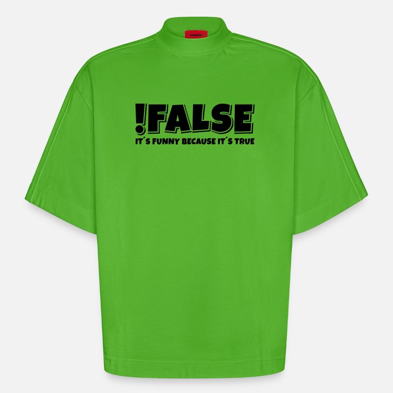 False True Programmierer Spruch - Heavyweight Oversized Organic Boxy T-Shirt Made in EU - Apple Neon