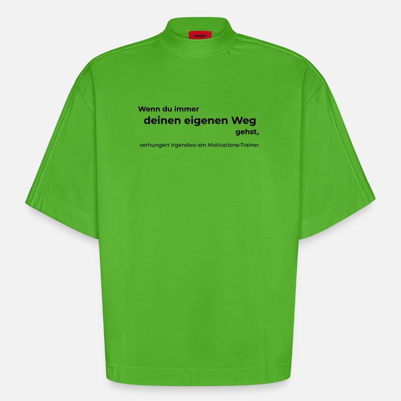 Motivationstrainer - Heavyweight Oversized Organic Boxy T-Shirt Made in EU - Apple Neon