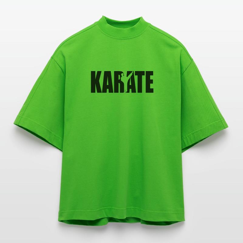 Conception classique du karaté – Force et discipline T-shirt bio épais oversize Boxy fabriqué en UE