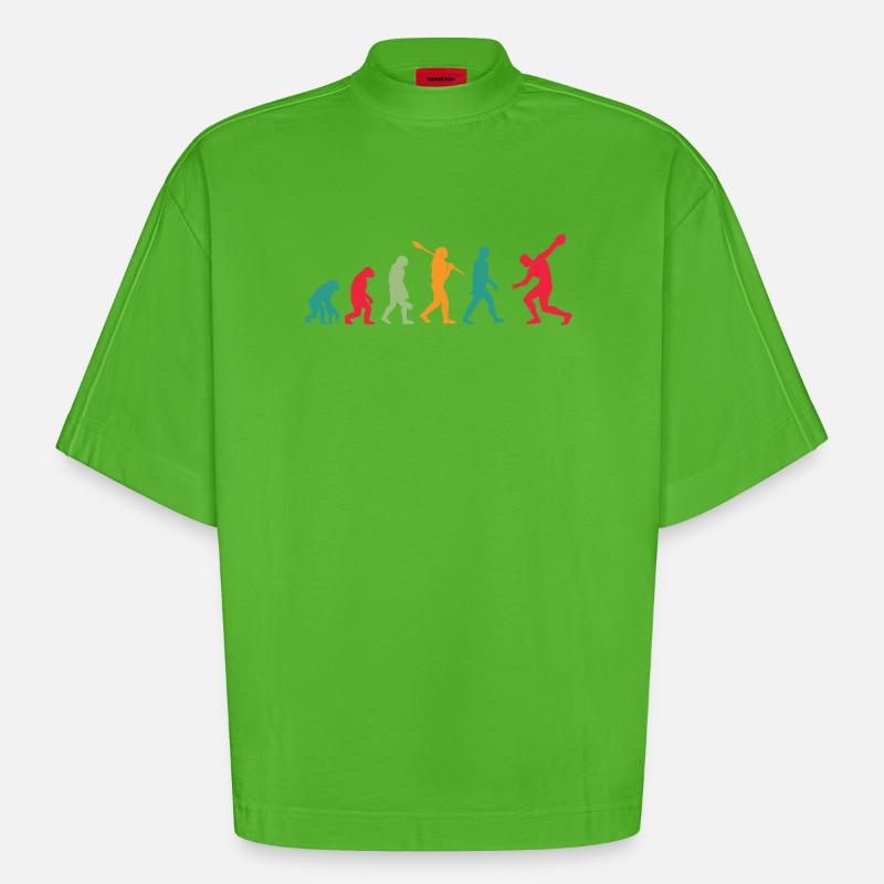 Diskuswerfen Diskuswerfer Evolution Diskus - Heavyweight Oversized Organic Boxy T-Shirt Made in EU - Apple Neon
