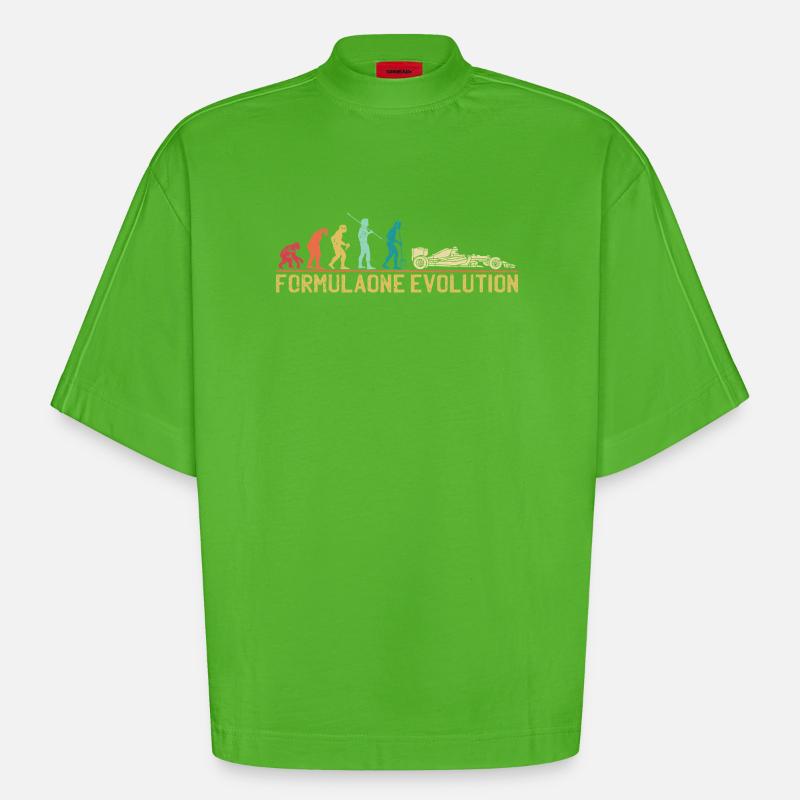 Illustration der Formel-Evolution - Heavyweight Oversized Organic Boxy T-Shirt Made in EU - Apple Neon