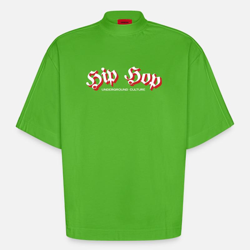 Hip-Hop-Underground-Kultur-Tee - Heavyweight Oversized Organic Boxy T-Shirt Made in EU - Apple Neon