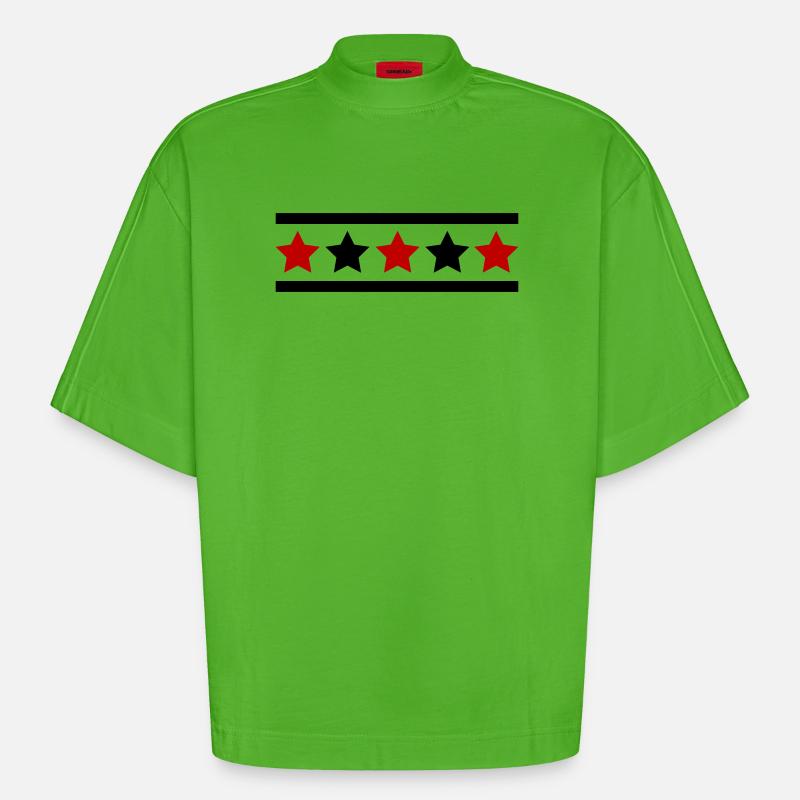 Star Pattern - Heavyweight Oversized Organic Boxy T-Shirt Made in EU - Apple Neon