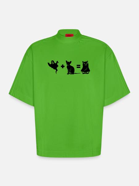 Funny Halloween Dog Ghost - Heavyweight Oversized Organic Boxy T-Shirt Made in EU - Apple Neon