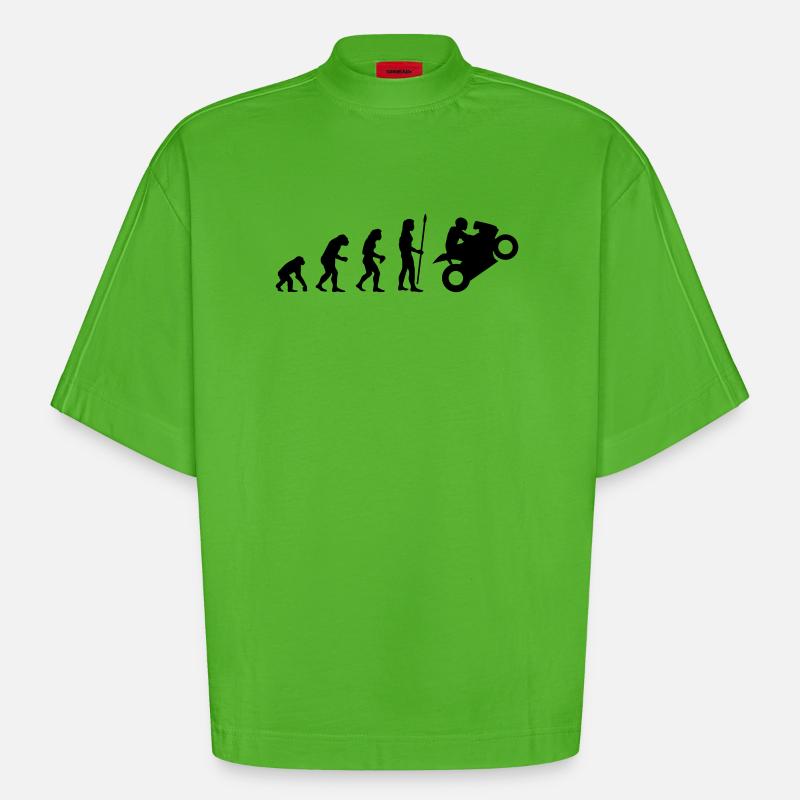evolution_biker - T-shirt bio épais oversize Boxy fabriqué en UE - Apple Neon
