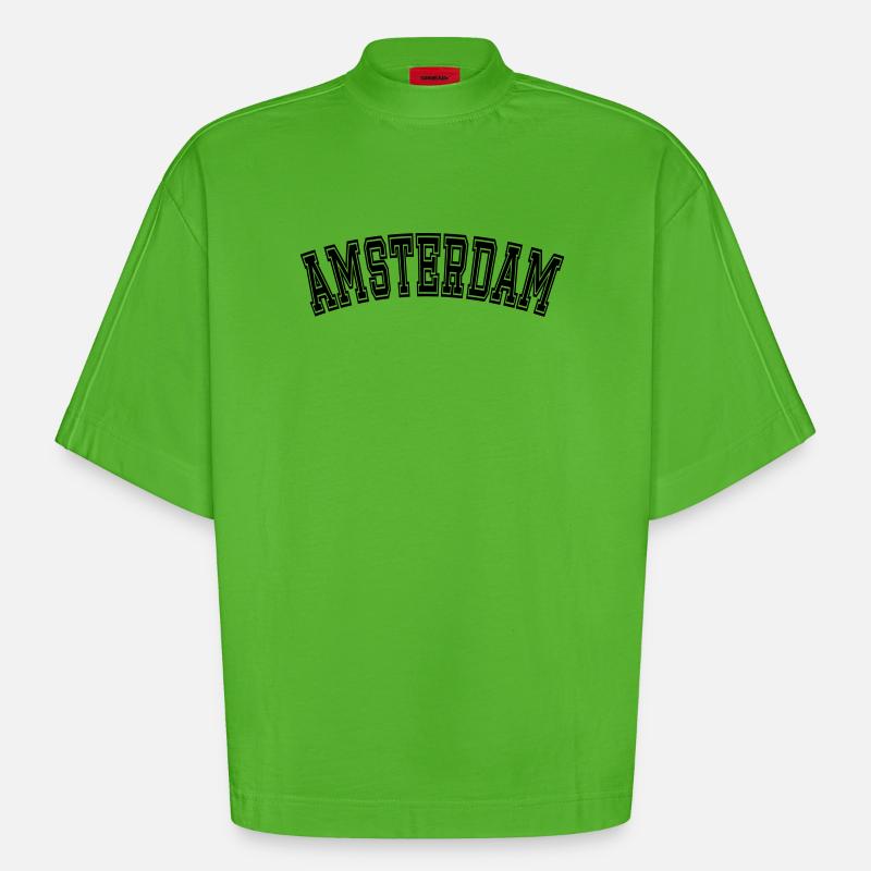 Conception AMSTERDAM - T-shirt bio épais oversize Boxy fabriqué en UE - Apple Neon