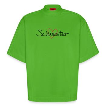 Herz Schwester Schwesterherz Geschenk Liebe - Heavyweight Oversized Organic Boxy T-Shirt Made in EU - Apple Neon - Vorne