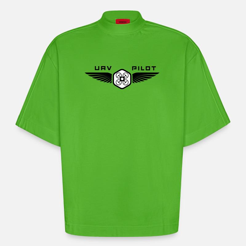 UAV PILOT1 - Heavyweight Oversized Organic Boxy T-Shirt Made in EU - Apple Neon