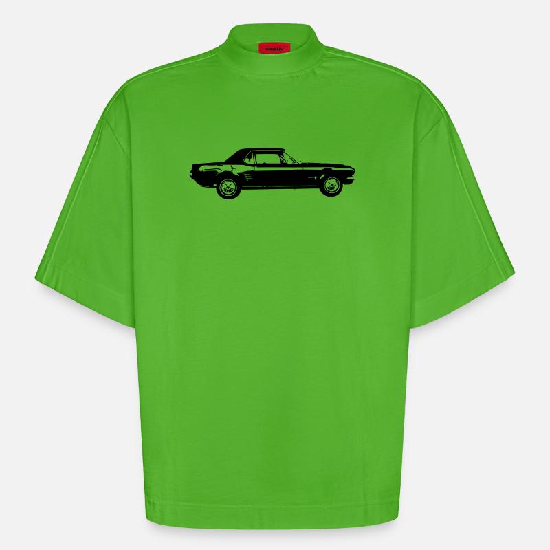 Oldtimer US Car Design - Heavyweight Oversized Organic Boxy T-Shirt Made in EU - Apple Neon