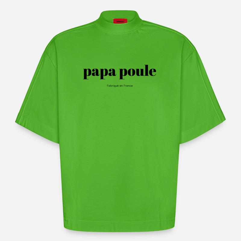 Daddy-Chicken-script - Heavyweight Oversized Organic Boxy T-Shirt Made in EU - Apple Neon