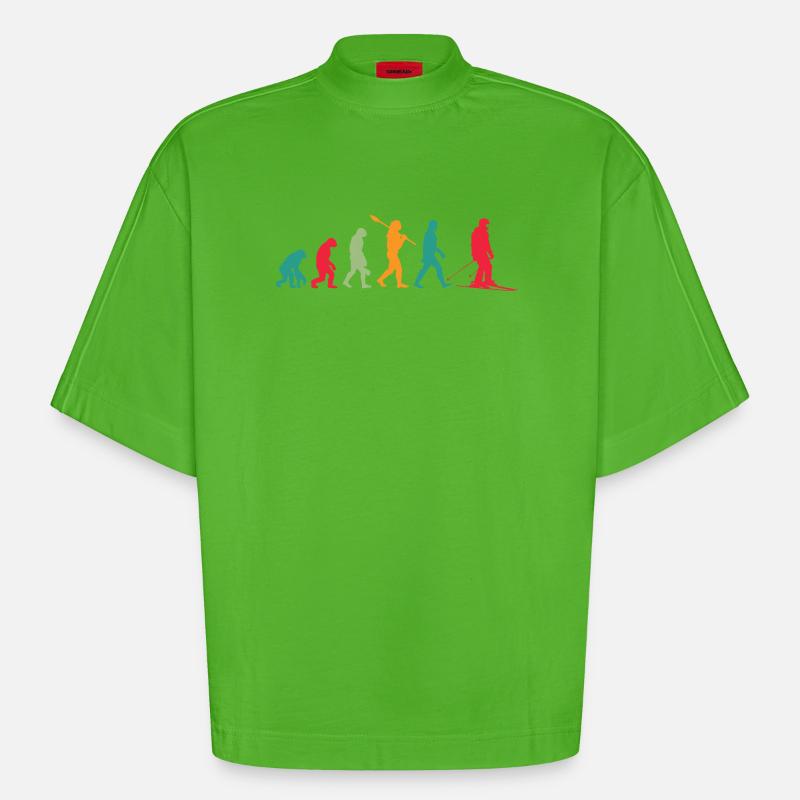 Evolution Ski - T-shirt bio épais oversize Boxy fabriqué en UE - Apple Neon