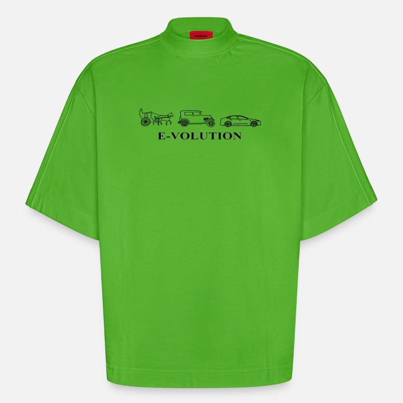 E-Volution Auto Evolution - Heavyweight Oversized Organic Boxy T-Shirt Made in EU - Apple Neon