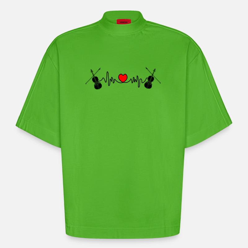 Cardio Herzfrequenz Violine - Heavyweight Oversized Organic Boxy T-Shirt Made in EU - Apple Neon