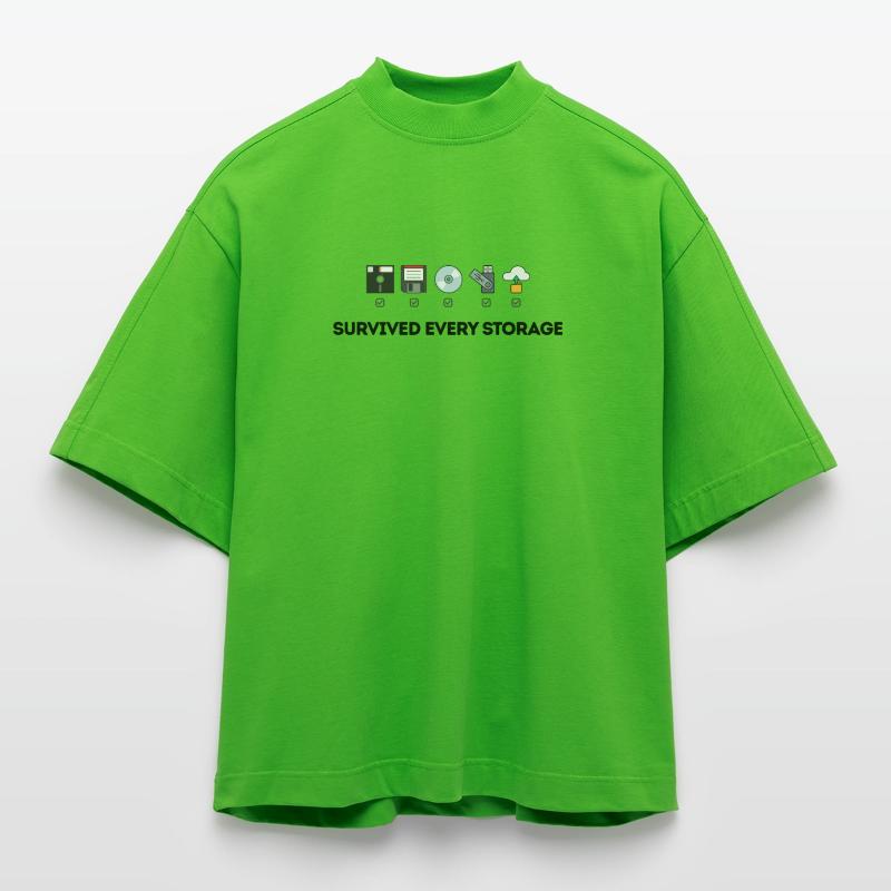 Data Storage Evolution - Tech Icons Heavyweight Oversized Organic Boxy T-Shirt Made in EU