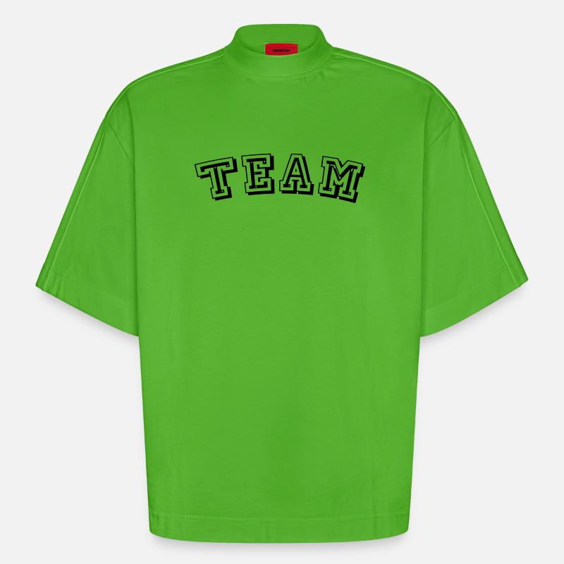 Conception d'équipe - T-shirt bio épais oversize Boxy fabriqué en UE - Apple Neon
