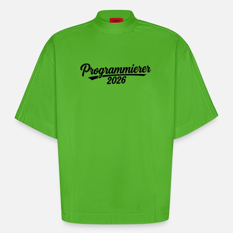 Programmeur 2026 – Conception de codage - T-shirt bio épais oversize Boxy fabriqué en UE - Apple Neon