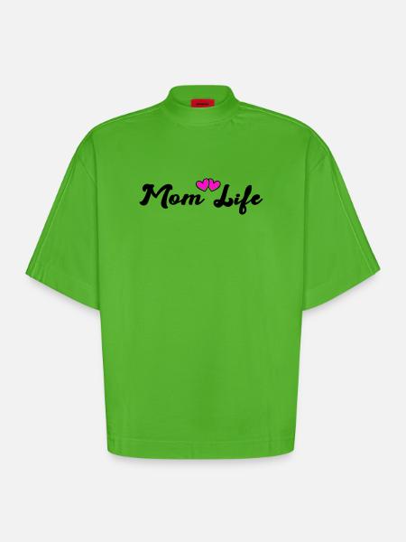 mom_life_heart - T-shirt bio épais oversize Boxy fabriqué en UE - Apple Neon